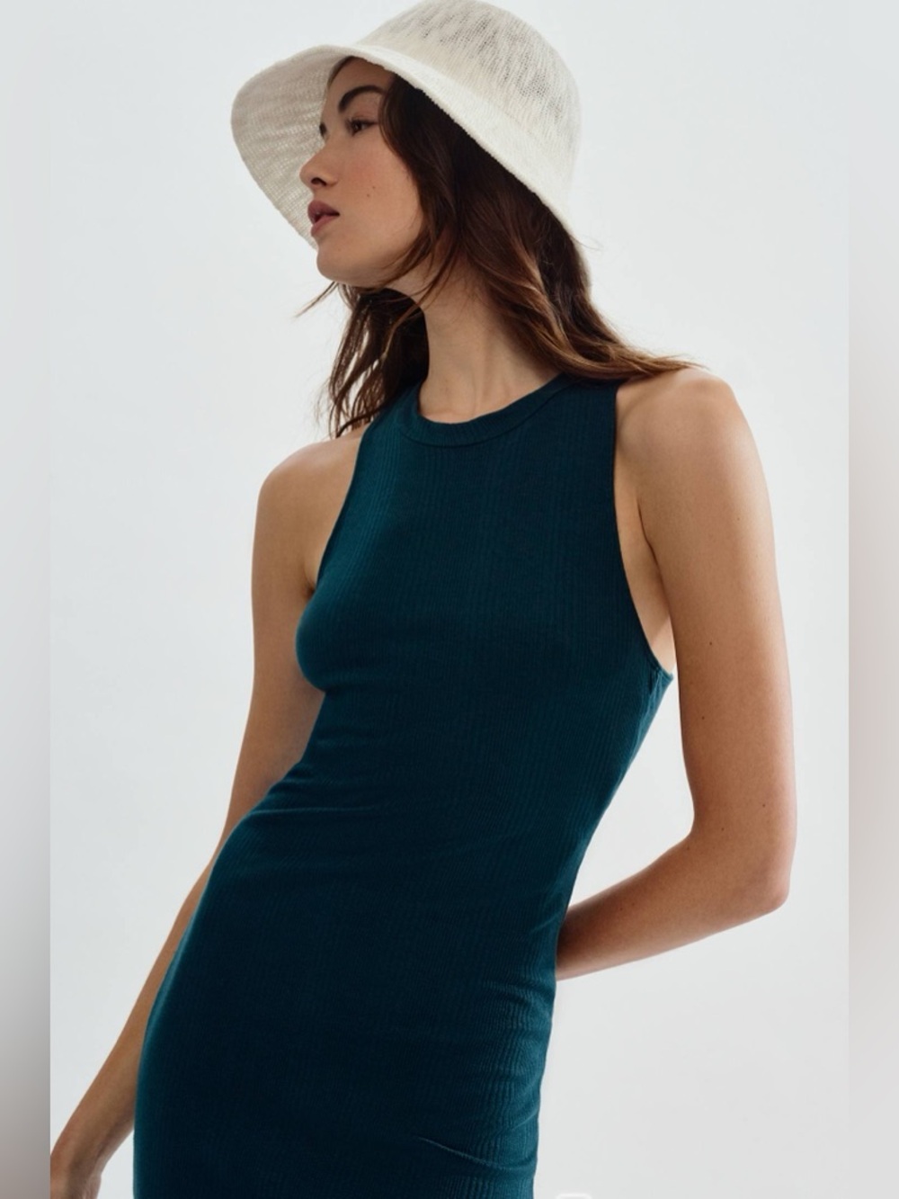 New! Daily Practice by Anthropologie Slim Racer Dress in Blue Green -Size Medium - Picture 3 of 11